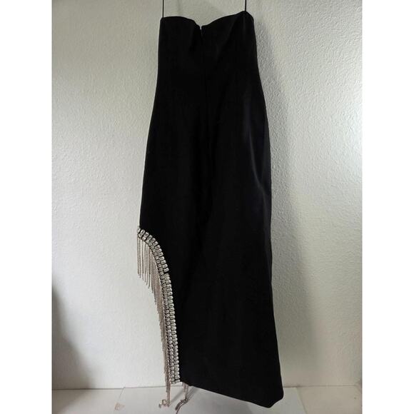 5 a 7 Cinq a Sept Womens Black Sammy Rhinestone Fringe Dress Size 6 - Picture 3 of 4